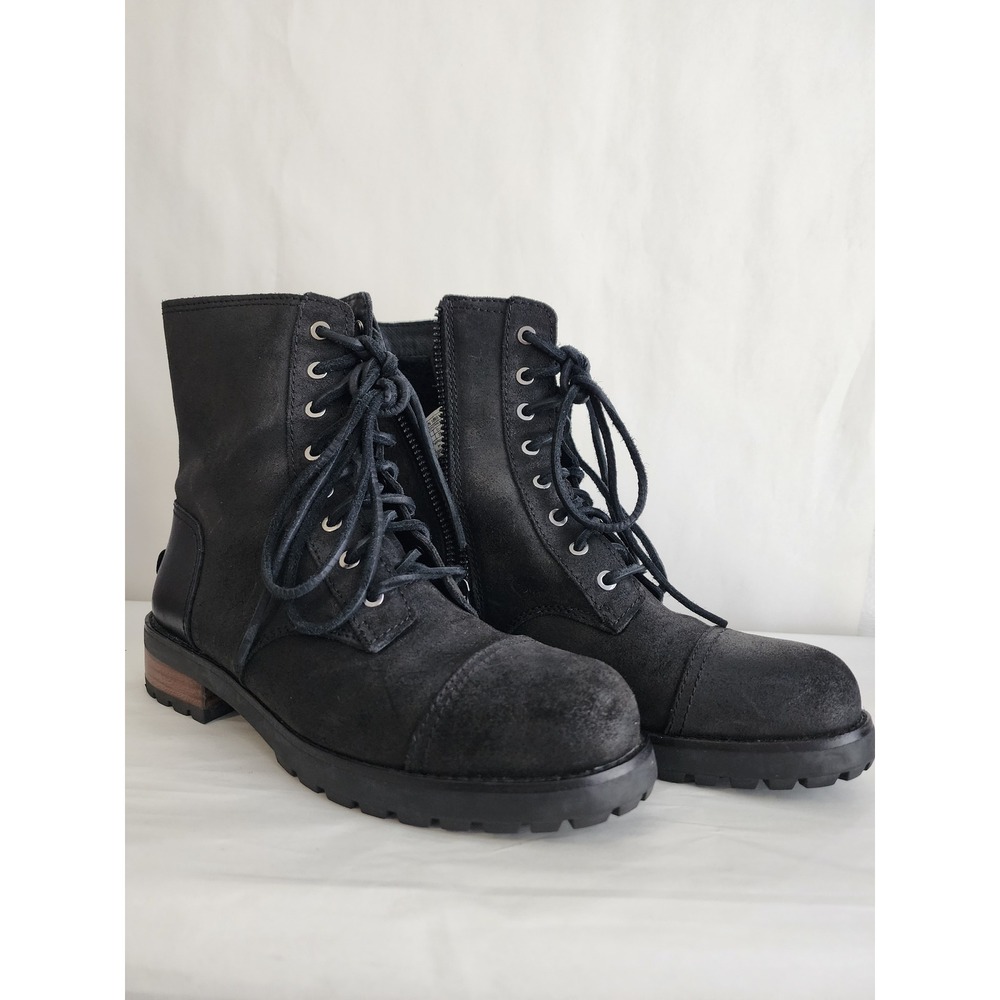 UGG Kesey Black Waterproof Leather Suede Combat Boots 1095131 Womens 8